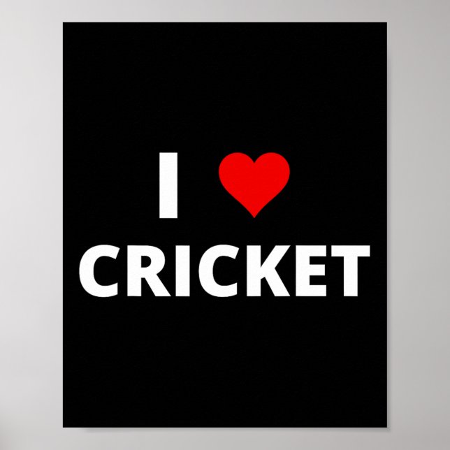Póster Amo el Cricket (con un corazón rojo)  (Frente)