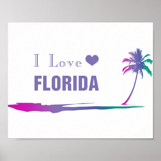 Póster Amo el morado colorido de Florida (Frente)