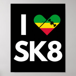 Póster Amo el skateboarding Rasta Reggae
