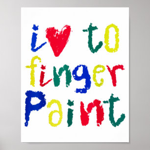 Póster Amo Encantado Pintar Con Los Dedos - Divertida Par