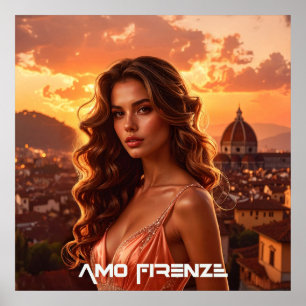 PÓSTER AMO FIRENZE - AMO FLORENCIA - ITALIA