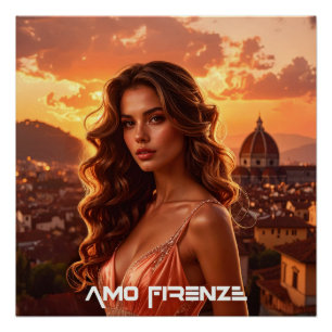 PÓSTER AMO FIRENZE - AMO FLORENCIA - ITALIA