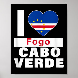Póster Amo Fogo Cabo Verde Con Corazón De La Bandera De C