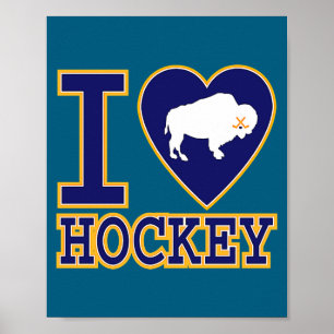 Póster Amo Hockey Corazón De Búfalo Ny Amantes De Nueva Y