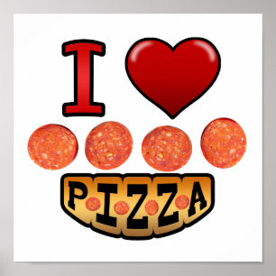 Póster Amo la pizza de salchichones