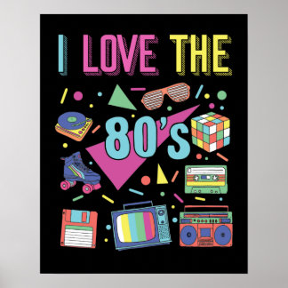 Póster Amo la ropa de los años 80 para mujeres y hombres 