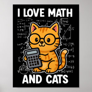 Póster Amo las Matemáticas y los Gatos