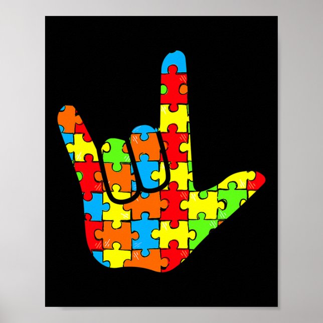 Póster Amo lenguaje Rótulo Autismo Ayuda para la toma de  (Frente)