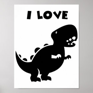 Póster Amo los dinosaurios tiranosaurio rex Silhouette Ar