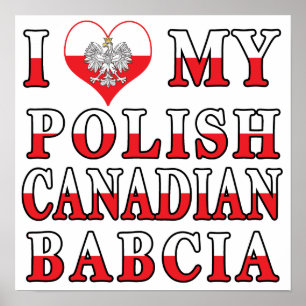 Póster Amo mi bandera de Babcia canadiense polaca