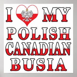Póster Amo mi bandera polaca canadiense de Busia