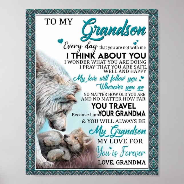 Póster Amo nieto | Carta A Mi Nieto De La Abuela (Frente)