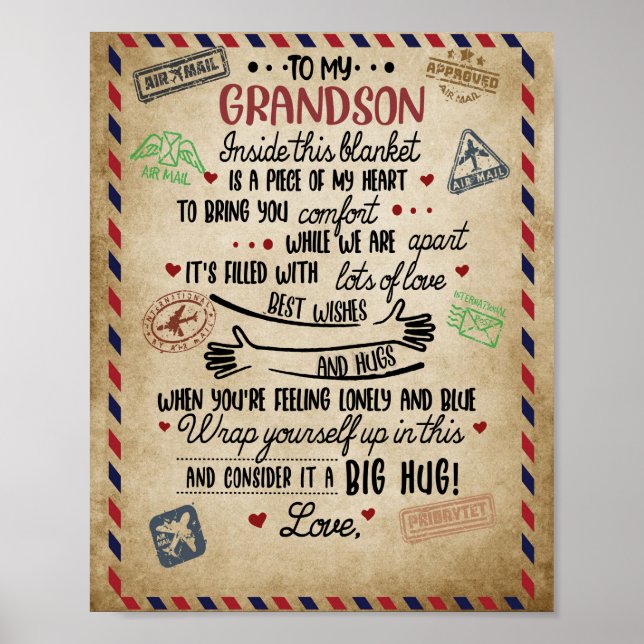 Póster Amo nieto | Carta A Mi Nieto De La Abuela (Frente)