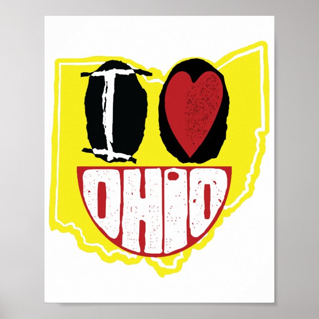 Póster Amo Ohio Sonriendo Cara Feliz (Frente)