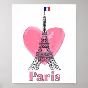 Póster Amo París Torre Eiffel Francia Regalo