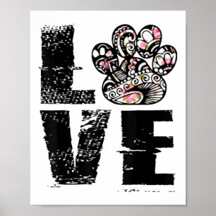 Póster Amo Paw Tattoo Flor Perro más de _1