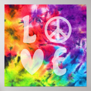 Póster Amo paz resumen brillante arcoiris batik tinte