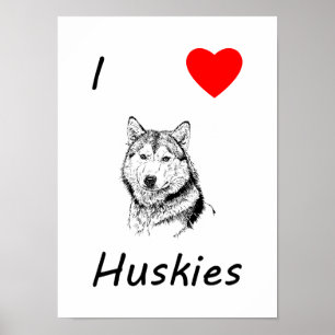 Póster Amo perros esquimales