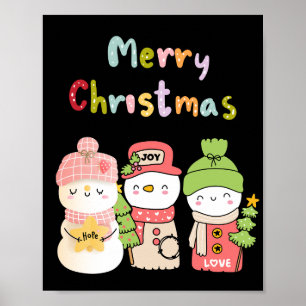 Póster Amo por la paz en invierno festivo Snowman