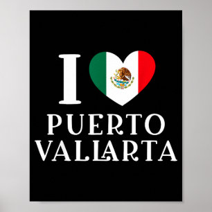 Póster Amo Puerto Vallarta Corazón Bandera de México
