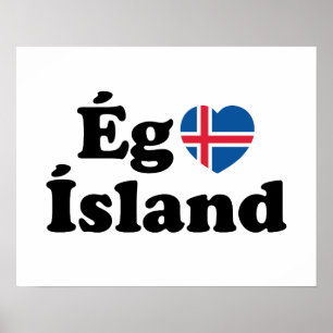 Póster Amo (Quiero) Islandia [Ég Elska Ísland] Islandés