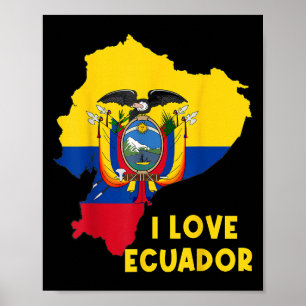 Póster Amo Quito Hola Ecuador Mapa Bandera Orgullosa Ecua