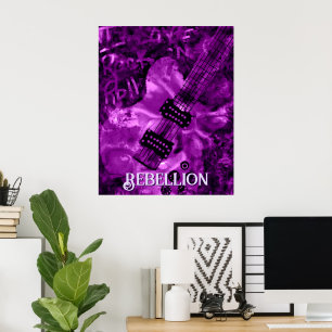 Póster Amo Rock 'N Roll Guitarra Eléctrica Personalizada