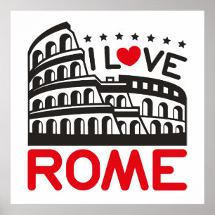 Póster Amo Roma Italia Coliseo Viajes