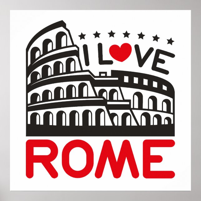 Póster Amo Roma Italia Coliseo Viajes (Frente)