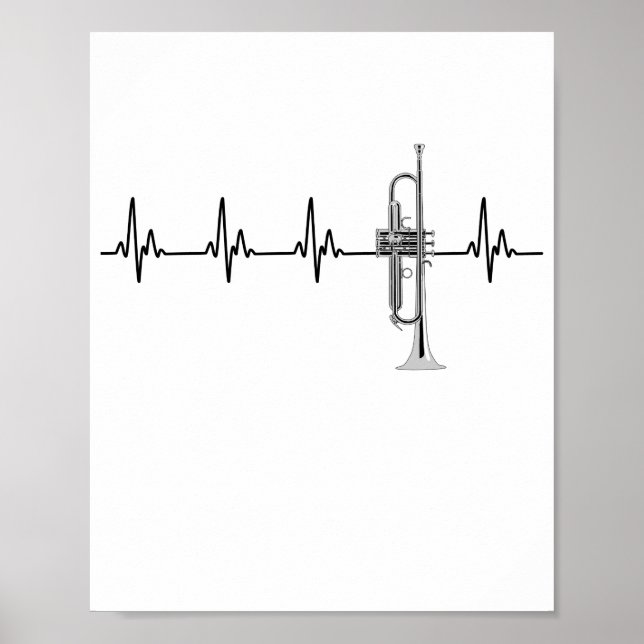 Póster Amo Trumpet EKG Heartbeat Line (Frente)