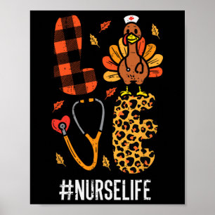 Póster Amo Turquía Stethoscope Enfermera de Acción de Gra