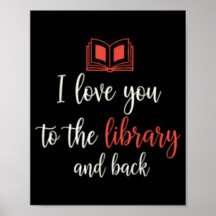 Póster Amor a la biblioteca y de vuelta divertida cita de