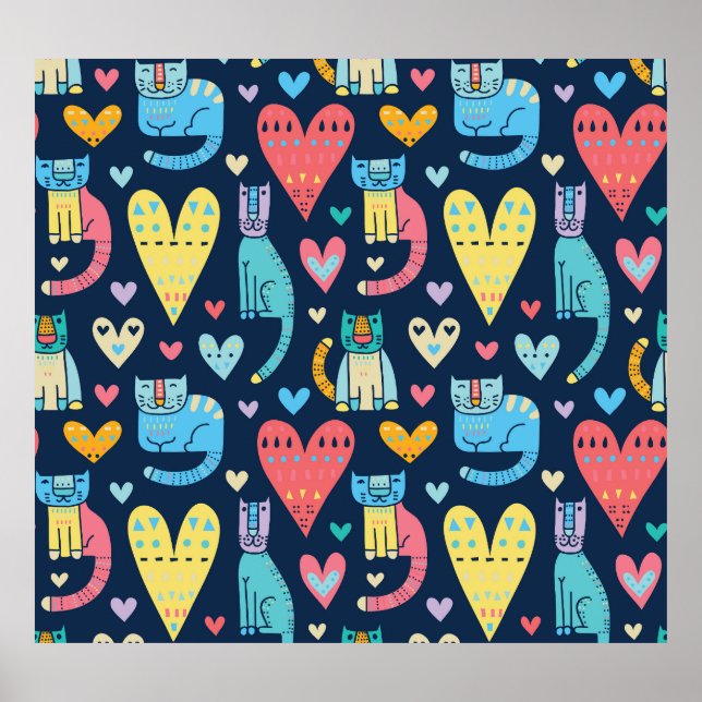 Póster Amor a los gatos: colorida inmaculada (Frente)