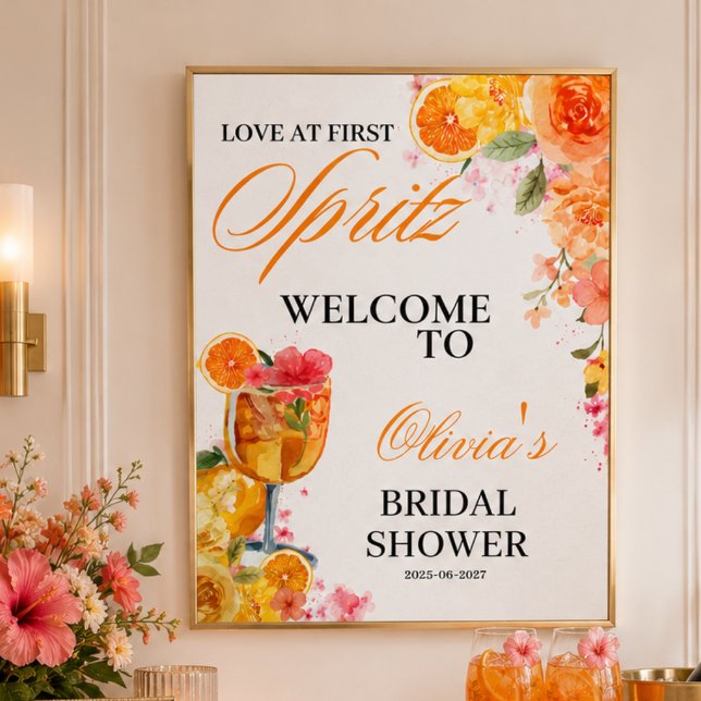 Póster Amor a Primera Copa de Bridal Shower Party (Love at First Spritz Bridal Shower Party Poster)