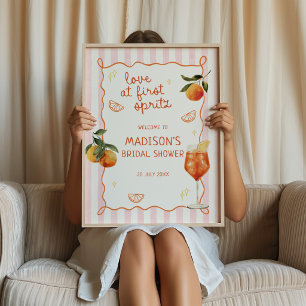 Póster Amor a primera Spritz Naranjas Rayas Bienvenida