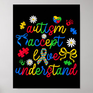 Póster Amor acepta entiende conciencia de autismo coqueta
