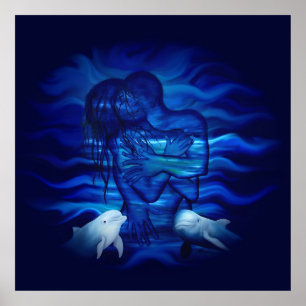 Póster Amor, acto de pasión - pareja con delfín