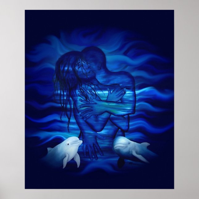 Póster Amor, acto de pasión - pareja con delfín (Frente)