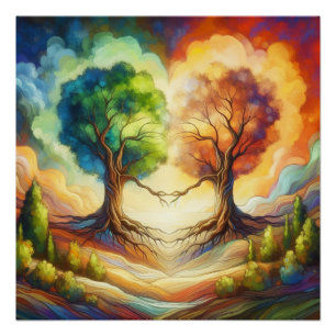 Póster Amor al árbol del corazón