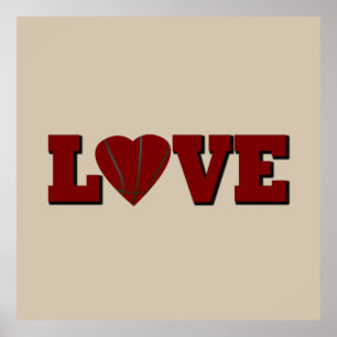 Póster amor al baloncesto con corazón