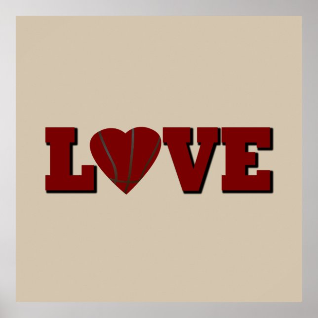 Póster amor al baloncesto con corazón (Frente)