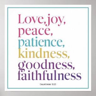 Póster Amor Alegría Paz Paciencia Bondad Bondad Fidelidad