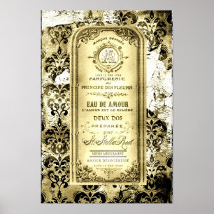 Póster Amor amarillo vintage es la botella de medicina de