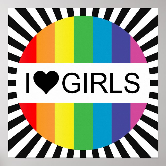 Póster amor arcoiris, chicas del corazón. (Frente)