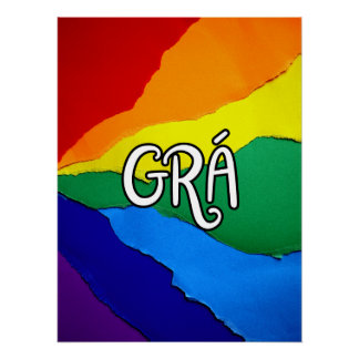 Póster Amor Arcoíris Irlandés - Grá significa amor
