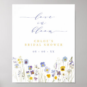 Póster Amor azul y amarillo en flor de novia bienvenida