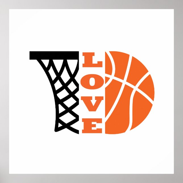 Póster Amor Baloncesto y baloncesto naranja (Frente)