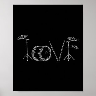 Póster Amor Batería Feliz Día de San Valentín Baterista M