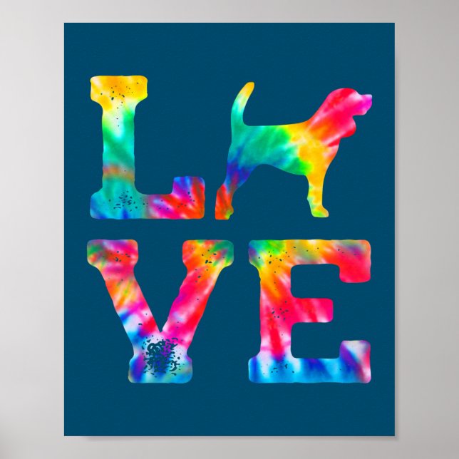 Póster Amor Beagle Tie Dye Perro Mamá Papá  (Frente)
