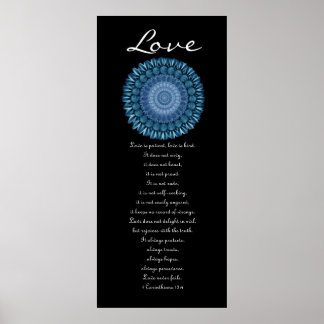 Póster Amor - Blue Daisy Wreath - First Corinthians